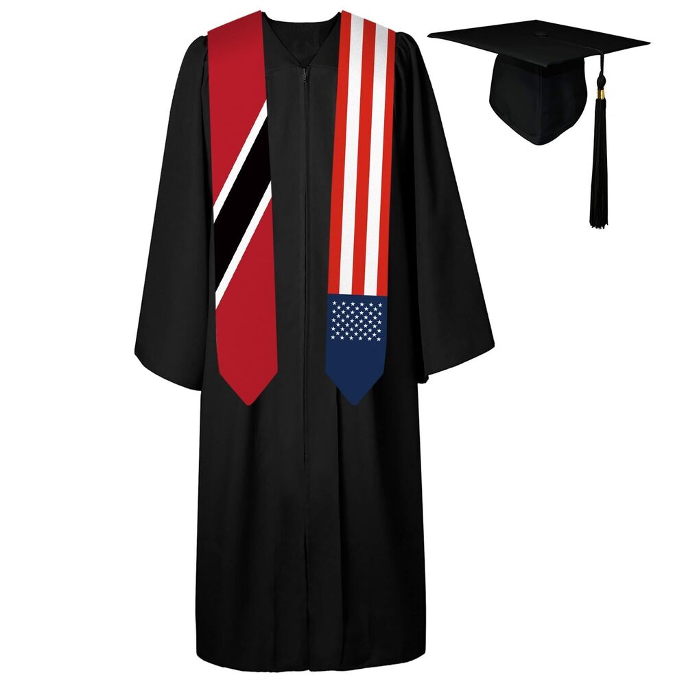 5312 72 Inch Trinidad Tobago Flag and USA Flag Graduation Sash Unisex